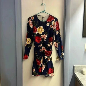 Large Planet Gold Form Fitting Floral Dress